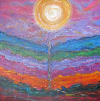 An Acrylic painting by Annette Pattenden in the Contemporary style  with main colour being Blue Green and Purple and titled Seasons