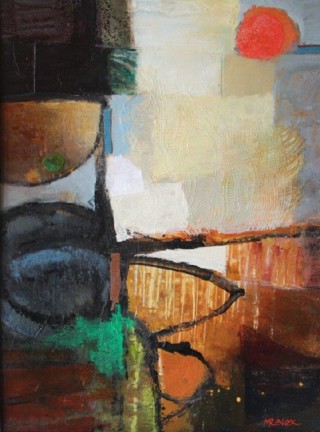 A Mixed Media painting by Marian Alexopoulos in the Abstract style  with main colour being Black Brown and Cream and titled Bushtucker