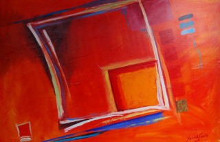A Mixed Media painting by Harald Korte in the Abstract style  with main colour being Red and titled Resonances