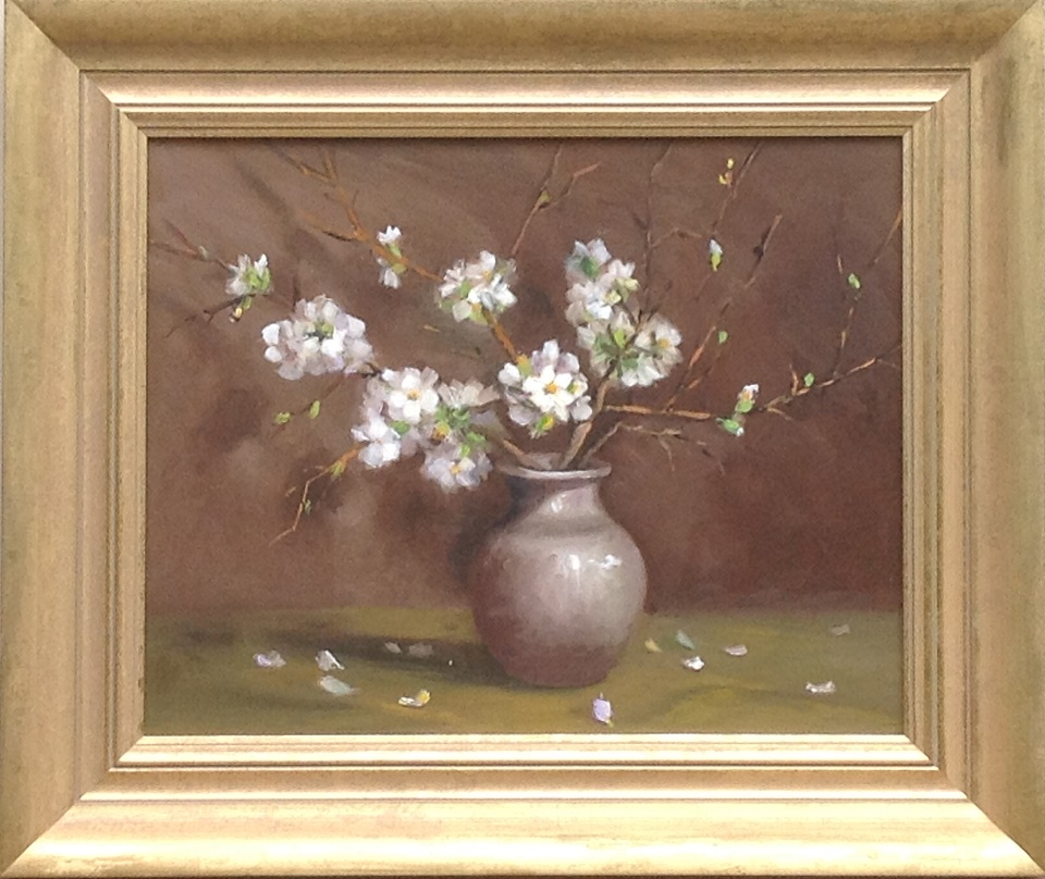 Oil Painting by Lyn Ellis titled White Japonica