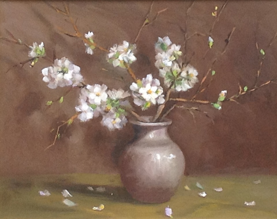 Oil Painting by Lyn Ellis titled White Japonica