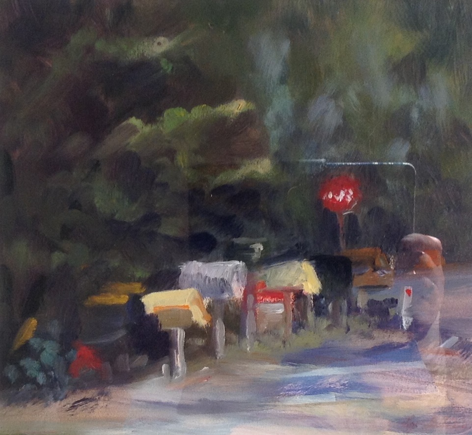 Oil Painting by Lyn Ellis titled Roadside Delivery