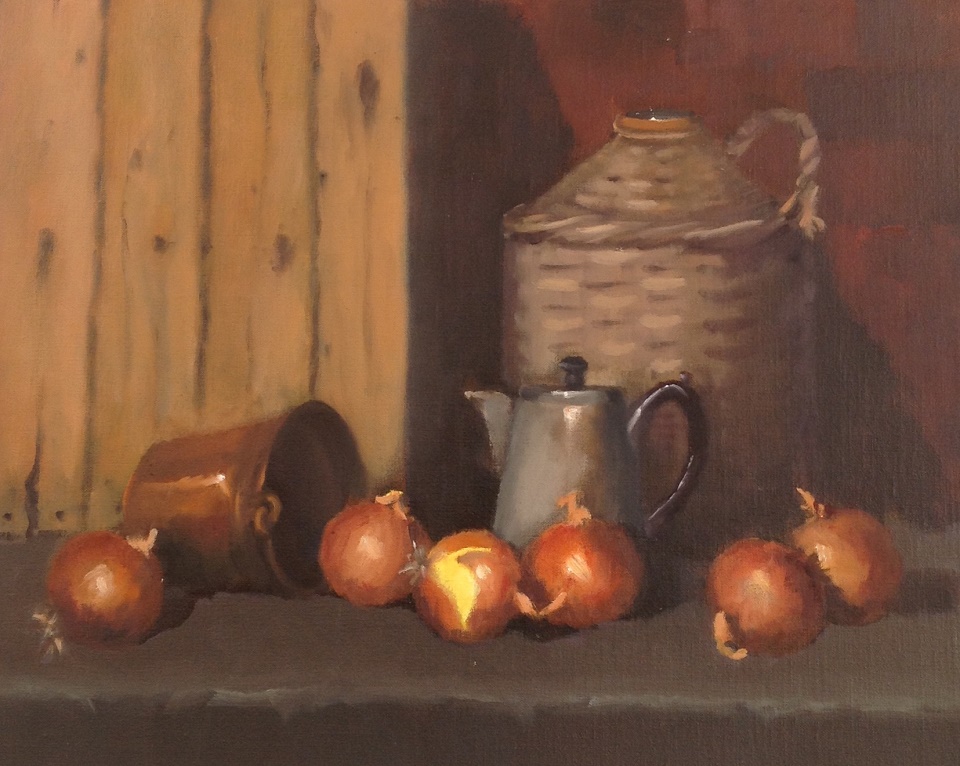 Oil Painting by Simone Phanthakoun titled Onions with Still Life