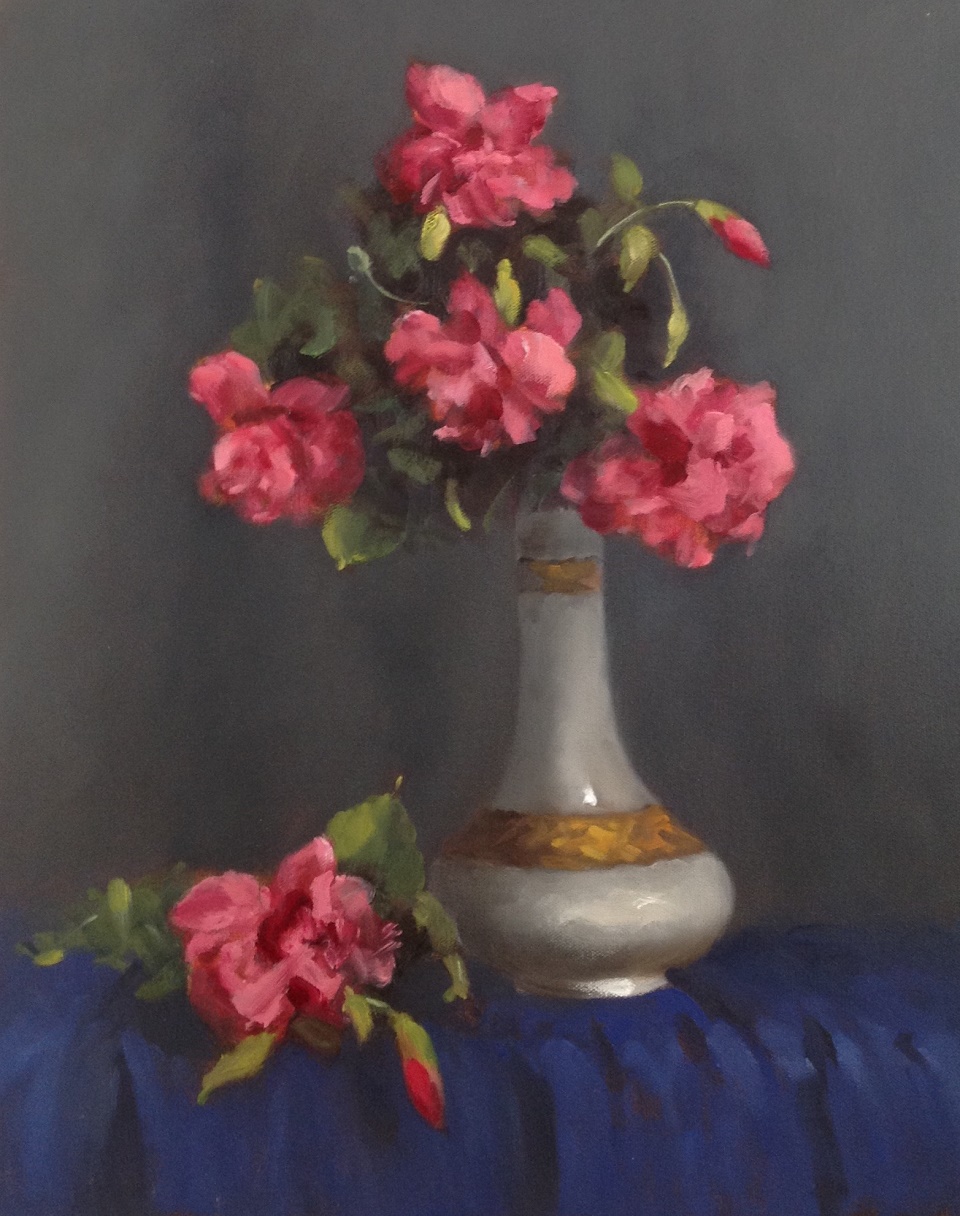 Oil Painting by Simone Phanthakoun titled Pink Hibiscus