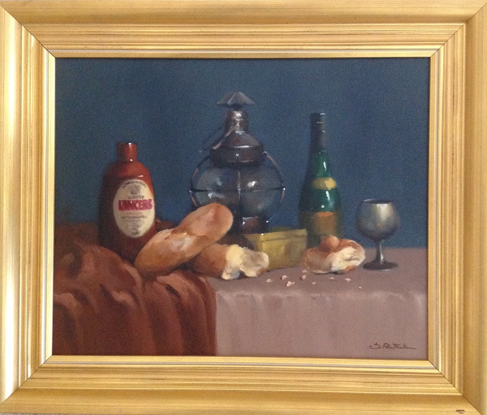 Oil Painting by Simone Phanthakoun titled Bread with Still Life