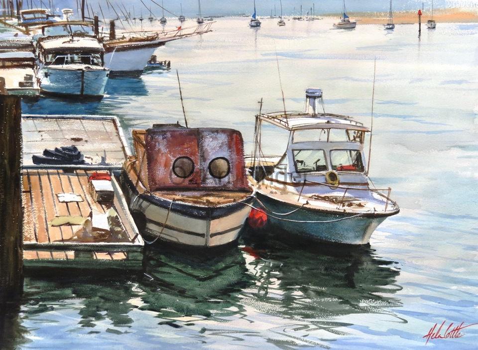 Watercolour Painting by Helen Cottle titled Harbour Life