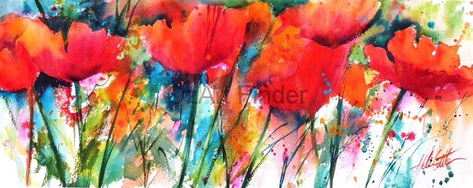 Watercolour Painting by Helen Cottle titled Poppy Splash