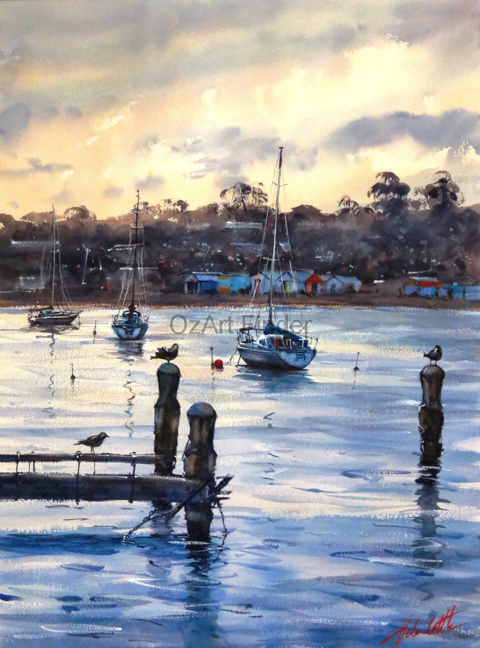 Watercolour Painting by Helen Cottle titled Mornington Light