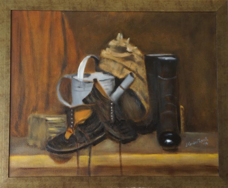 Oil Painting by John Vander Reest titled Boots are made for Walking