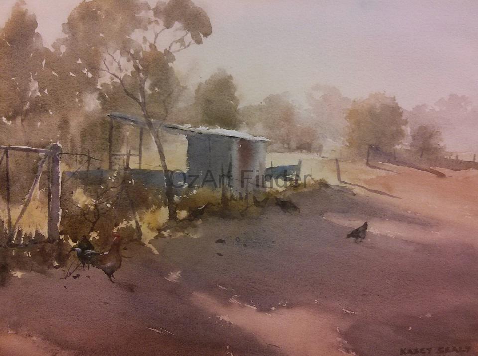 Watercolour Painting by Kasey Sealy titled Afternoon Light, Menindee