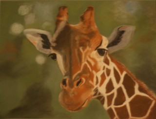 A Pastel painting by Beth Gibbeson in the Realist style  depicting Animals with main colour being Brown Green and Orange and titled The Lookout