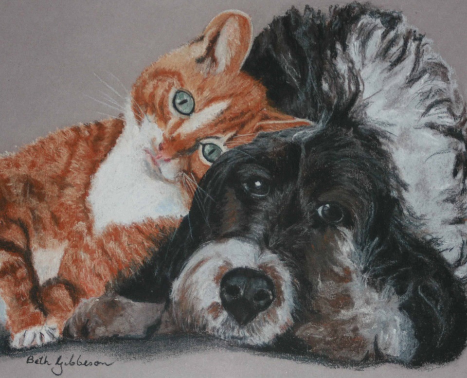 Pastel Painting by Beth Gibbeson titled Best Buddies