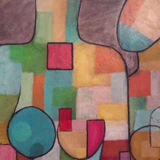 Mixed Media Painting by Dawn Robinson titled Conversation