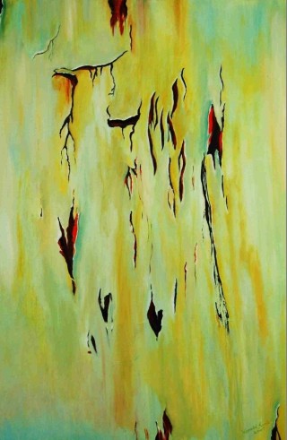 An Acrylic painting by Harald Korte in the Abstract style  with main colour being Green and titled The Ravages of Time