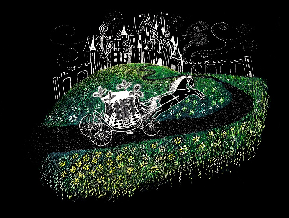 Ink Painting by Kay Brabham titled Some Enchanted Evening