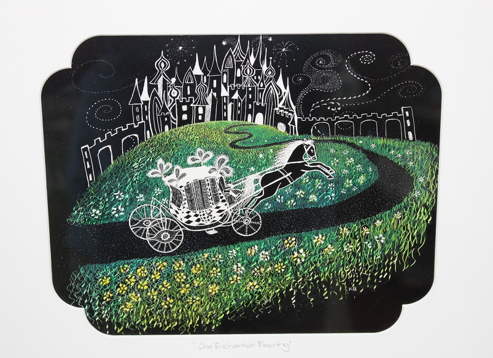 Ink Painting by Kay Brabham titled Some Enchanted Evening