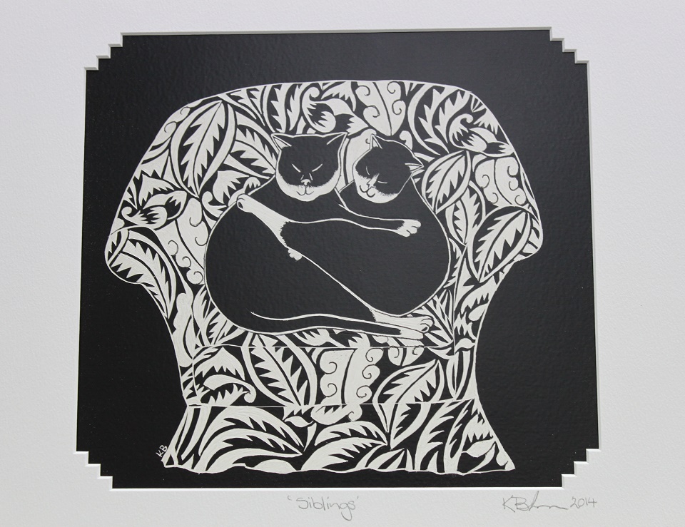 Ink Painting by Kay Brabham titled Siblings