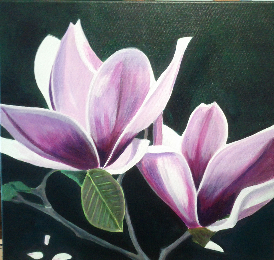 Acrylic Painting by Dawn Luttrell titled Magnificient Magnolia