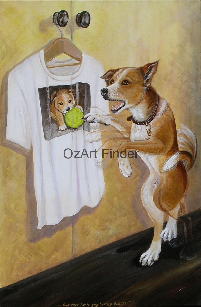 Acrylic Painting by Pippa Newby titled That Little Guy has my Ball