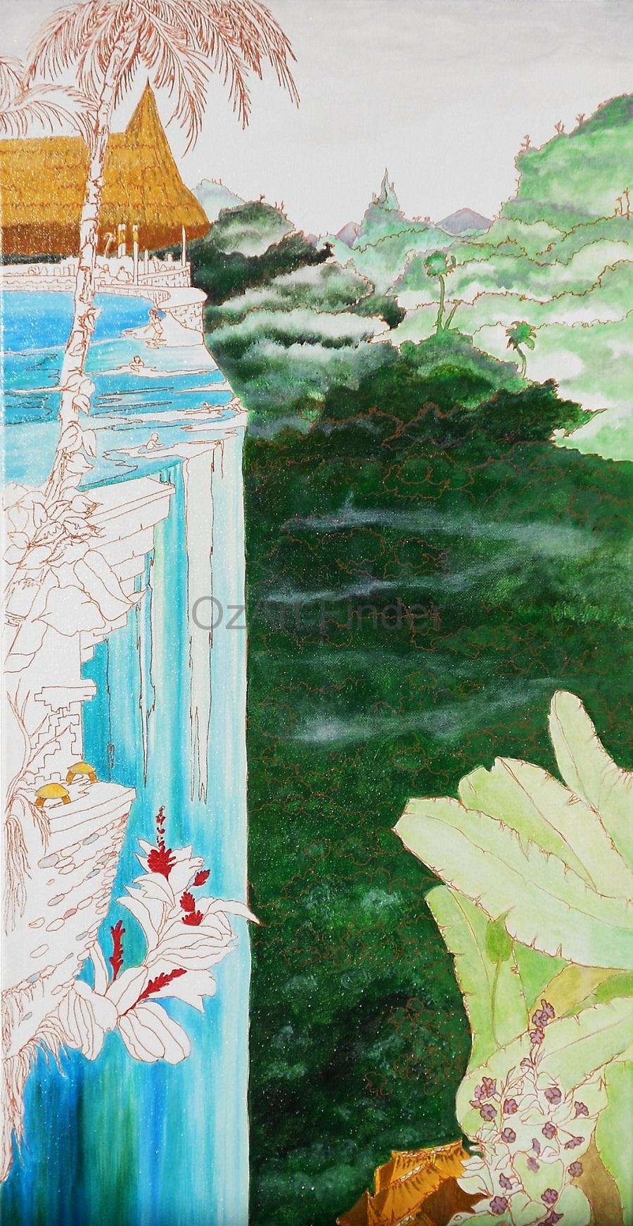 Mixed Media Painting by Pippa Newby titled Viceroy, Ubud, Bali