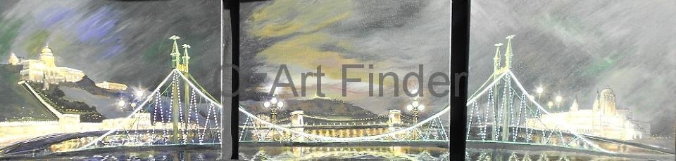 Acrylic Painting by Pippa Newby titled Budapeste Triptych