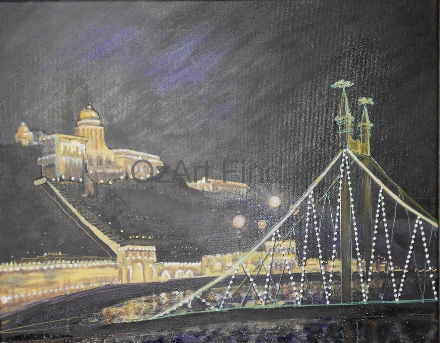 Acrylic Painting by Pippa Newby titled Budapeste Triptych