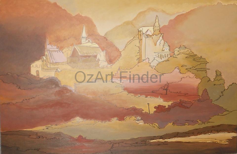 Acrylic Painting by Pippa Newby titled Umber Rhinescape