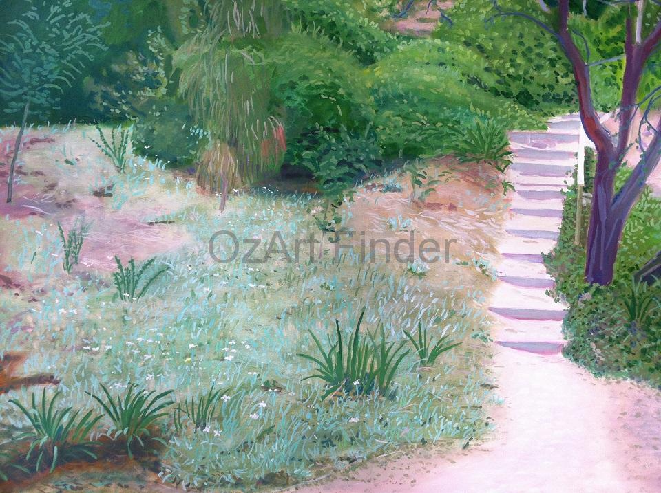 Oil Painting by Rick Matear titled Meandering Steps at Shelly Beach