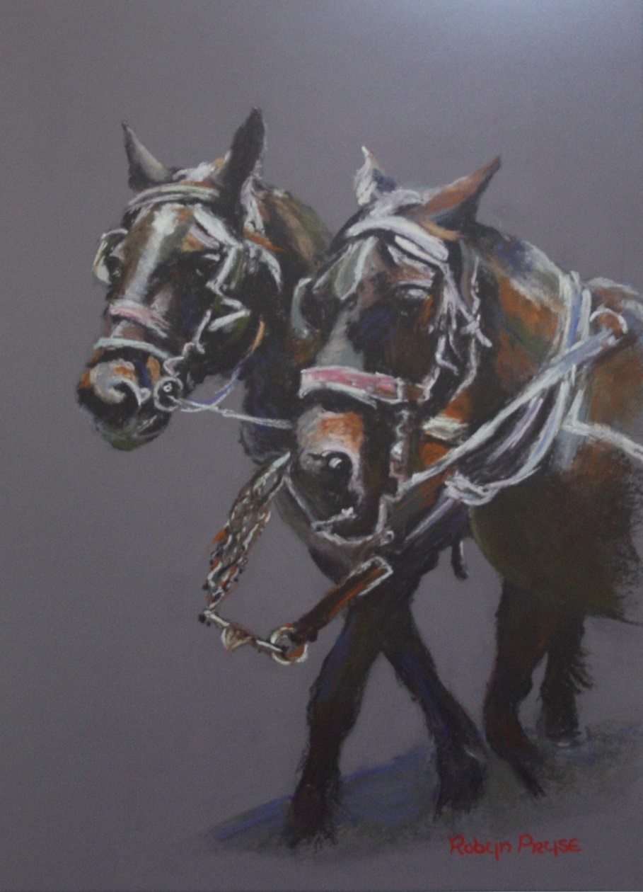 Pastel Painting by Robyn Pryse titled Horses in Collins Street