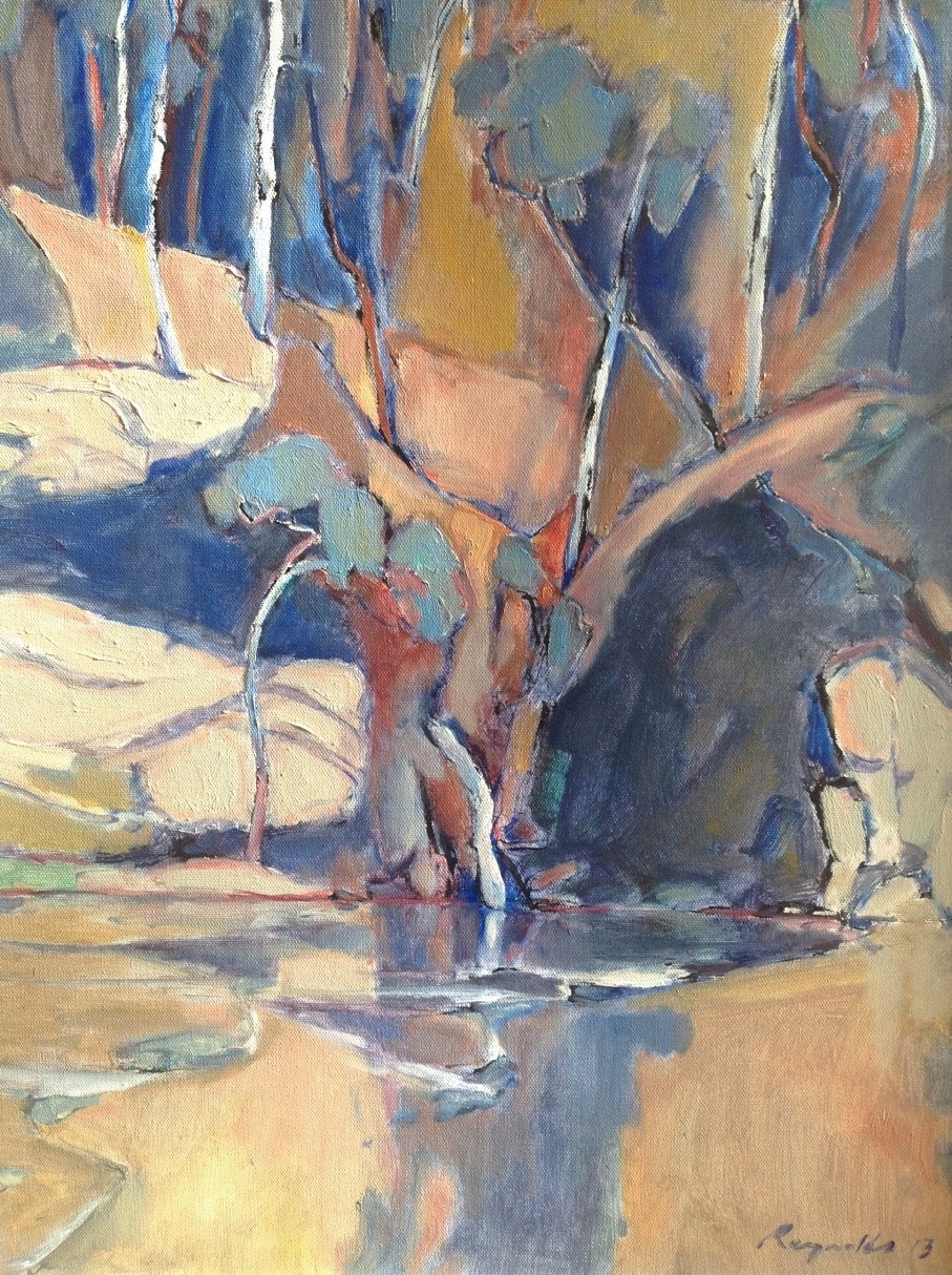 Oil Painting by Ron Reynolds titled Warrandyte Blue