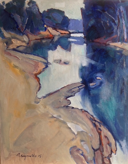 Oil Painting by Ron Reynolds titled Yarra River near Bend of Islands