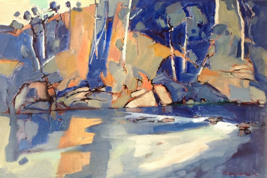 Oil Painting by Ron Reynolds titled Blue and Orange Warrandyte
