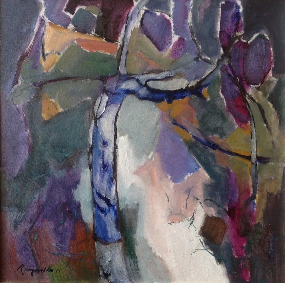Oil Painting by Ron Reynolds titled Billabong Kew with Purple
