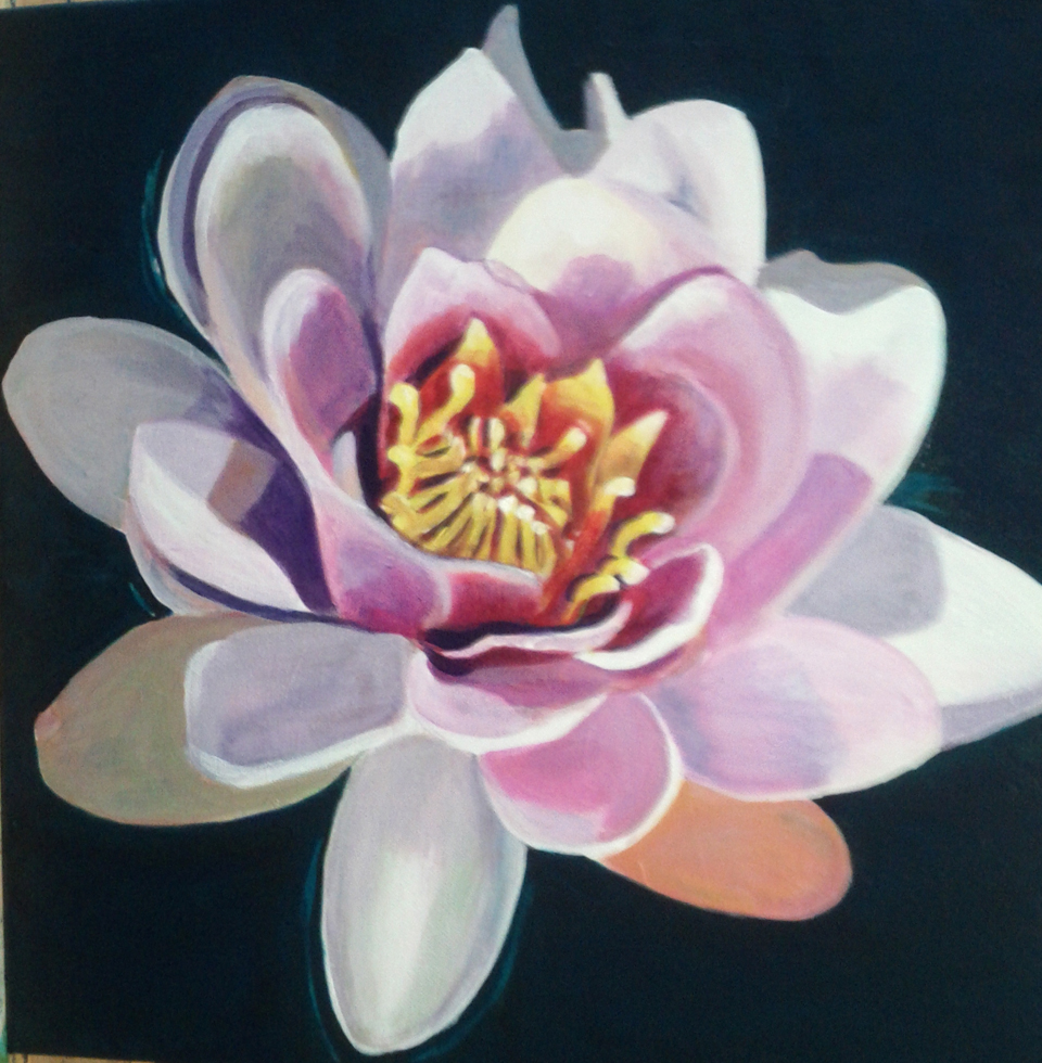 Acrylic Painting by Dawn Luttrell titled Waterlily Magic
