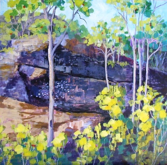 Acrylic Painting by Yvonne West titled Sackville Rocks