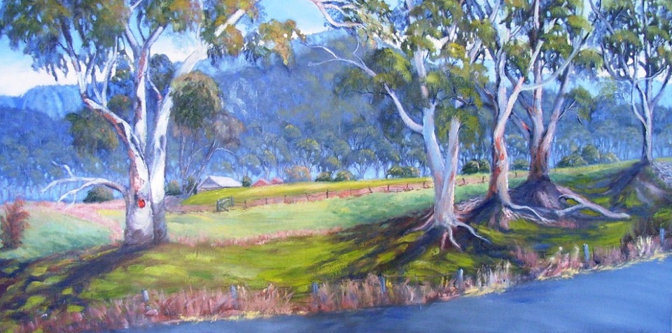 Acrylic Painting by Yvonne West titled Megalong Valley