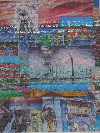 A Mixed Media painting by Pippa Newby in the Abstract style  with main colour being Blue Brown and Grey and titled Around Australia 2