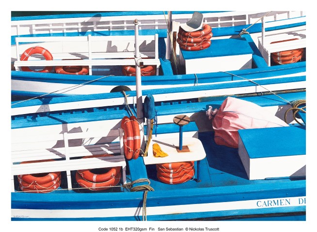 Watercolour Painting by Nicholas Truscott titled San Sebastian Boats