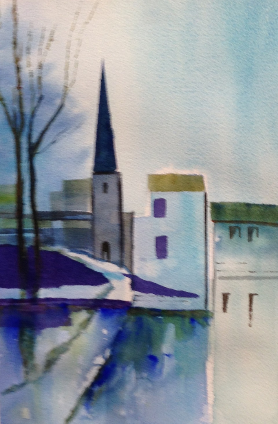 Watercolour Painting by Barbara McGuire titled The Village Church