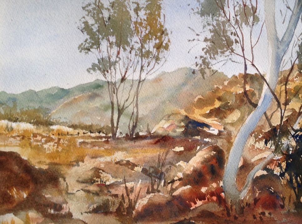 Watercolour Painting by Barbara McGuire titled Outback Australia