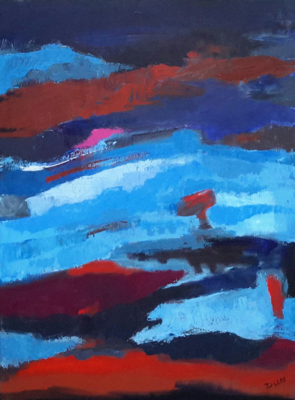 Acrylic Painting by Dawn Lim titled Stormy Day on the Rocks