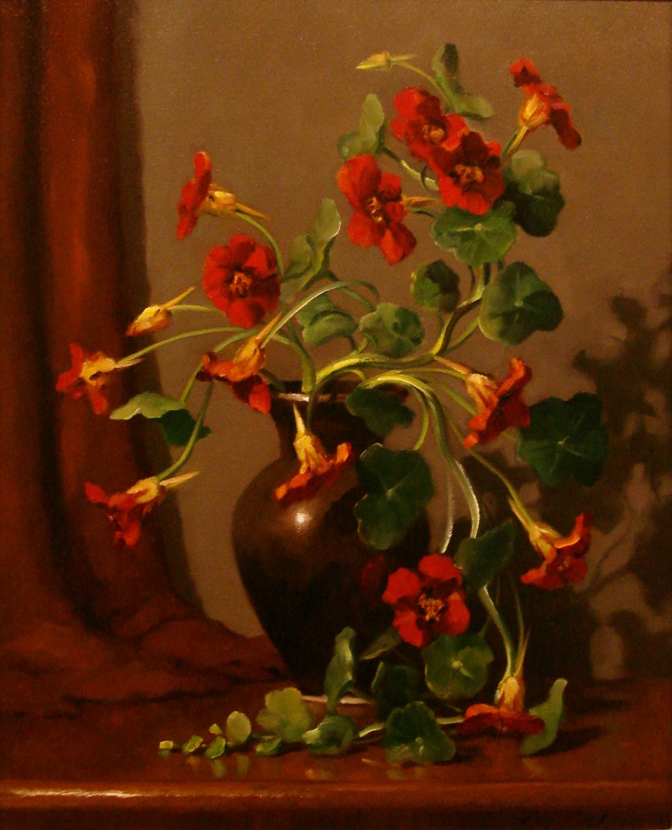 Oil Painting by Gregory R. Smith titled Red Nasturtiums