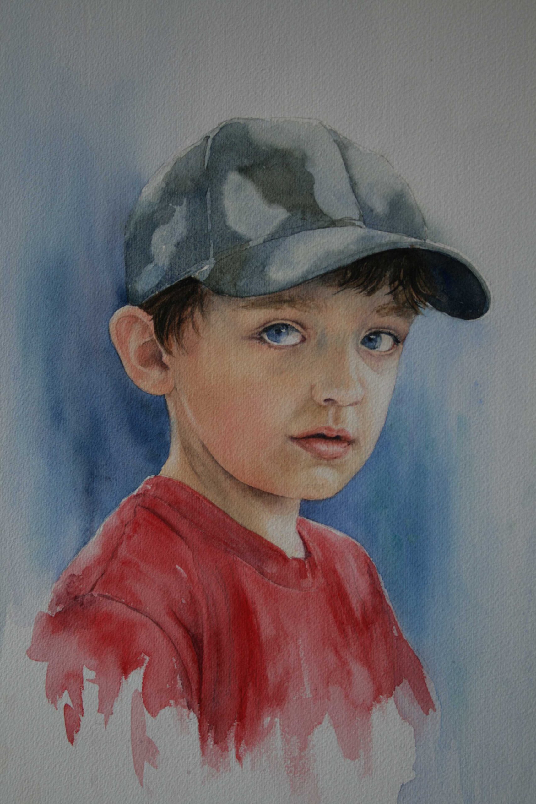 Watercolour Painting by Sharon Moroney titled Boy