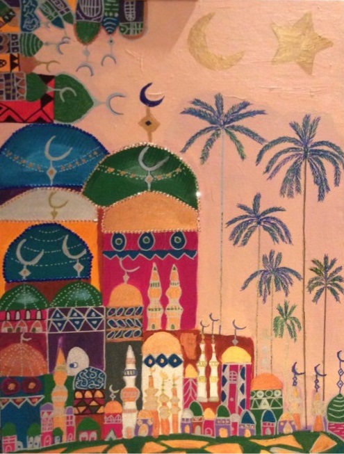 Acrylic Painting by Amal Alyaseen titled Thousand Nights and One Night