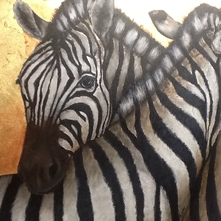  Painting by Ainsley McPherson titled Zebras