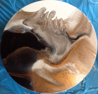 A Mixed Media painting by Judy Waters in the Abstract style  with main colour being Brown Cream and Ochre and titled Abstract 1