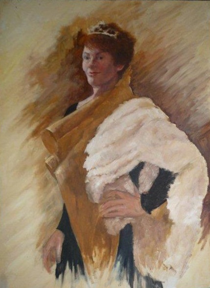 Oil Painting by Mary Larnach-Jones titled Self Portrait  - Myself as the Queen