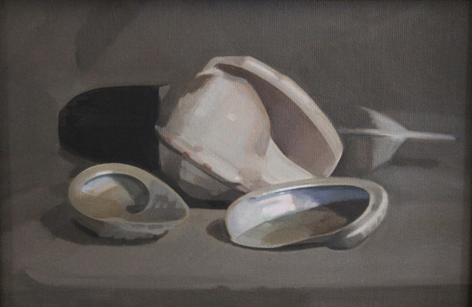 Oil Painting by Rachel Dettmann titled Shells & Feather