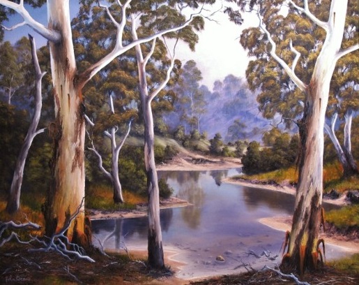 Oil Painting by JOHN COCORIS titled SHALLOW  RIVER