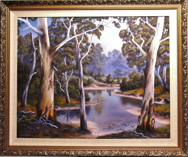 Oil Painting by JOHN COCORIS titled SHALLOW  RIVER